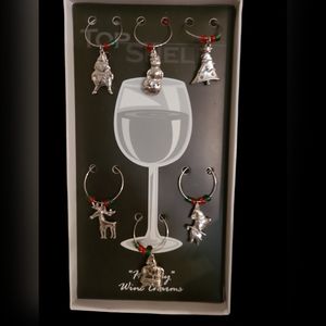 Set of 6 Holiday Wine Charms